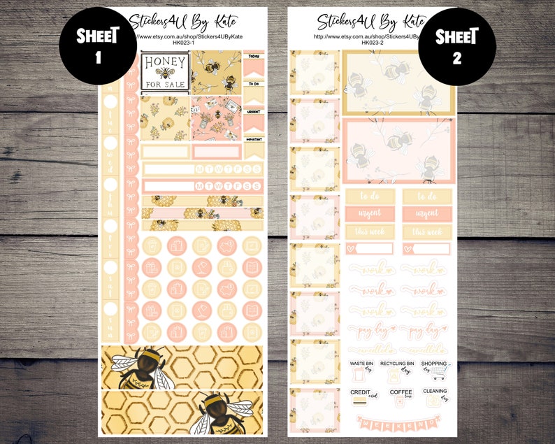 Honey Bee | Hobonichi Weeks Weekly Sticker Kit | Individual Sheets or ...