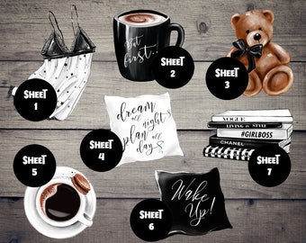 Fashion Coffee Adhesive | Non-Adhesive Cardstock Die Cut | Planners, Journals, Scrapbooking, TNs / Foxy Fix, Traveler's Notebook