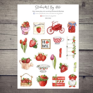Clipart di fragole / Adesivo decorativo di fragole / Erin Condren, Kikki-K, Happy Planner e altro