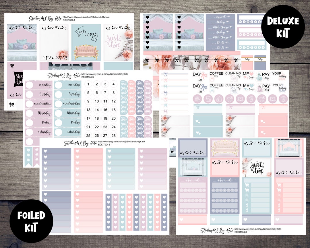 Stay Cozy | Foiled Weekly Vertical Planner Stickers Kit | Individual ...