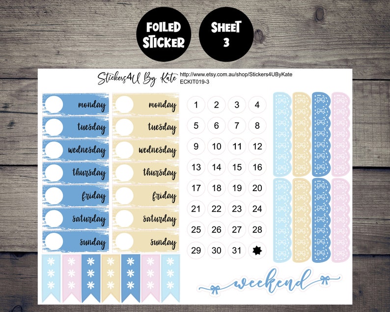 Cozy Winter | Foiled Weekly Vertical Planner Stickers Kit | Individual ...