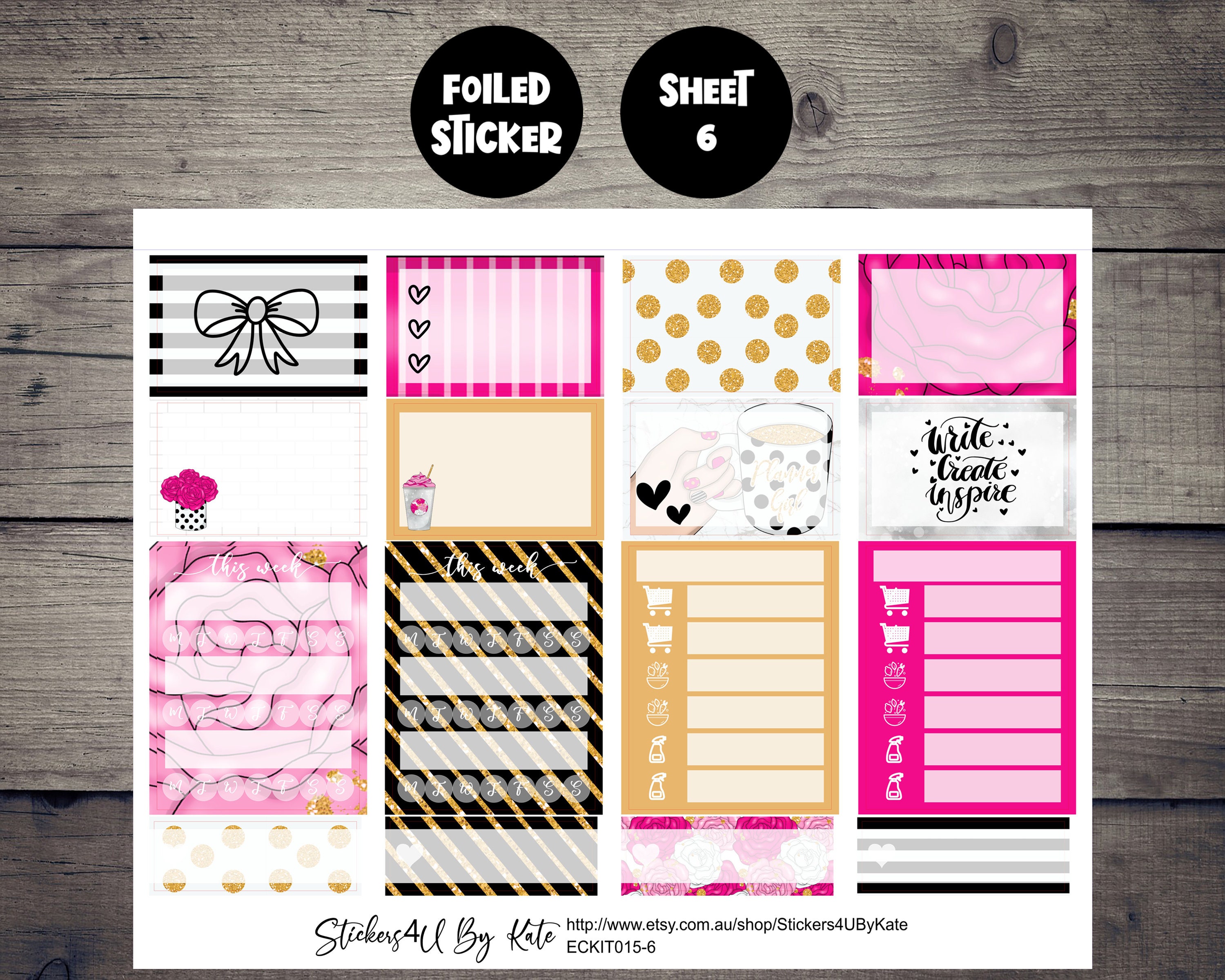 Planner Girl | Foiled Weekly Planner Stickers Kit | Individual Sheets ...