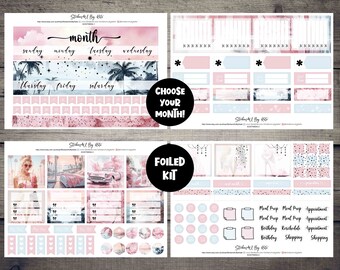 Pink Princess | Foiled Monthly Planner Stickers Kit Full kit | Erin Condren, Kikki-K, Happy Planner and More
