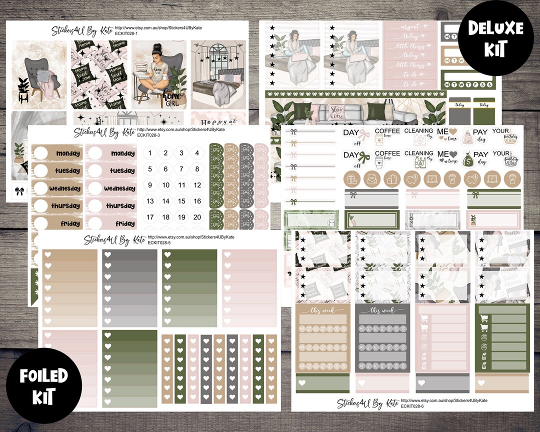 Happy at Home | Foiled Weekly Planner Stickers Kit | Individual Sheets