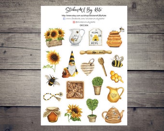Honey Bee and Sunflower clipart | Honey Bee and Sunflower Decorative Planner Sticker | Erin Condren, Kikki-K, Happy Planner and More