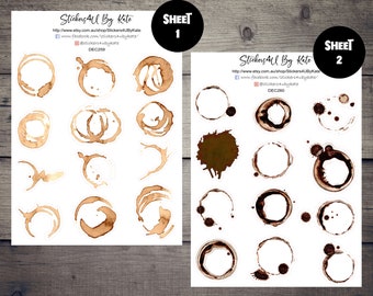 Coffee Stains Clipart | Coffee Decorative Planner Sticker | Erin Condren, Kikki-K, Happy Planner and More
