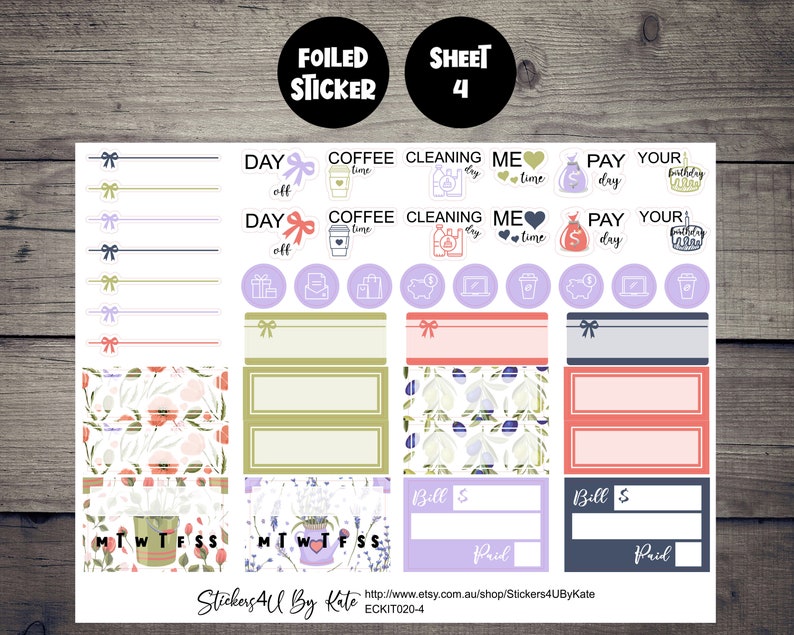 Provence | Foiled Weekly Vertical Planner Stickers Kit | Individual ...