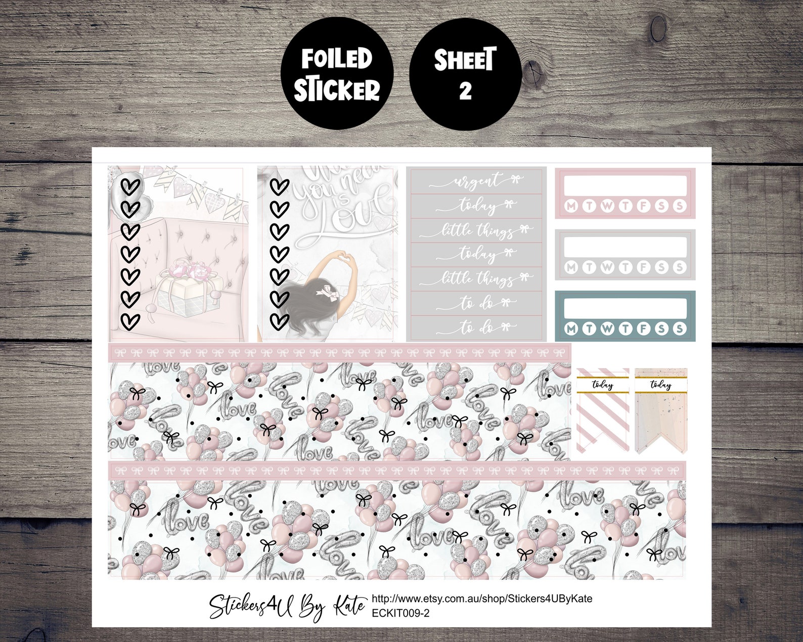 All You Need is Love | Foiled Weekly Planner Stickers Kit | Individual ...