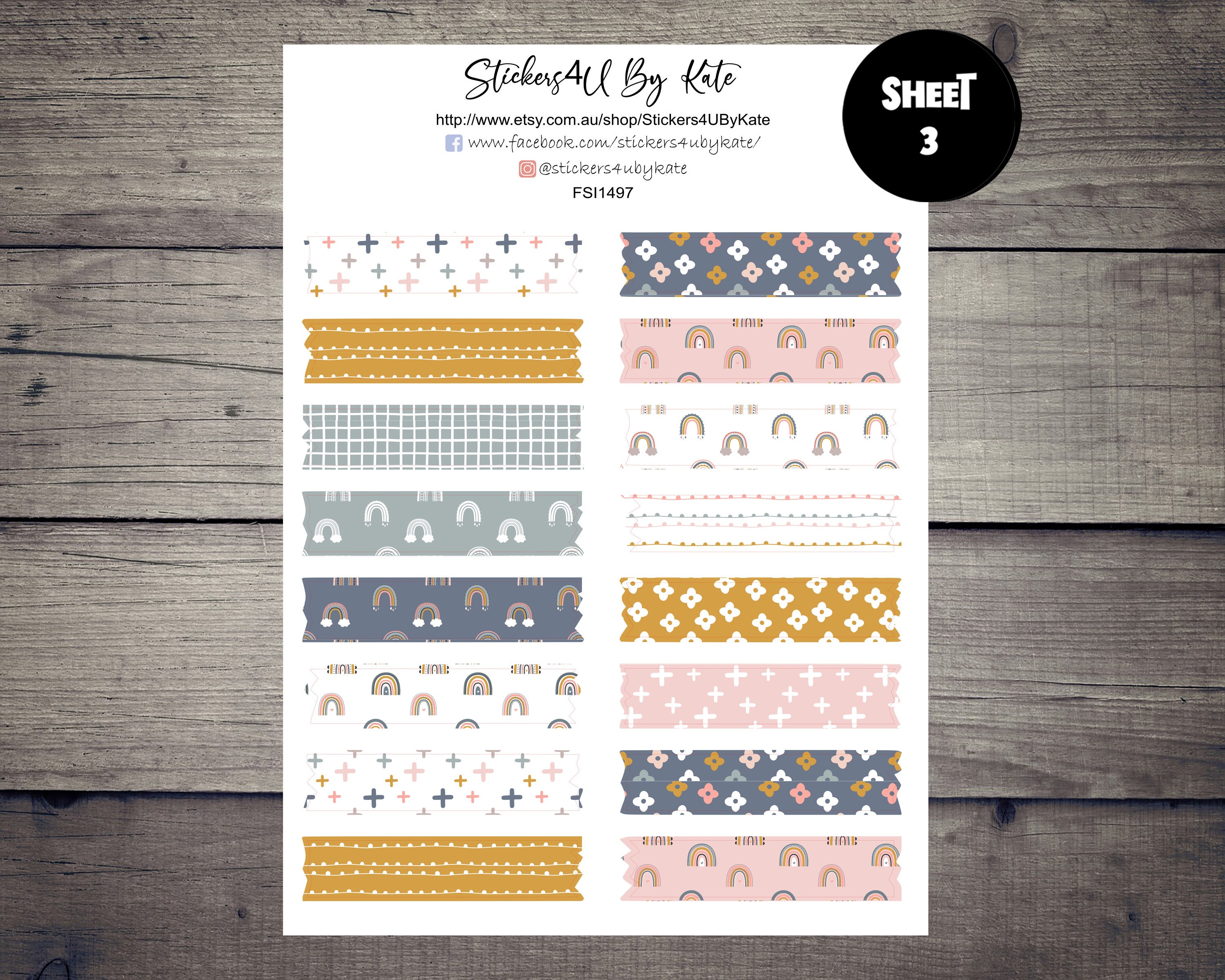 Boho Summer Washi Tape Sticker Sheet | Decorative Sticker | Aesthetic ...