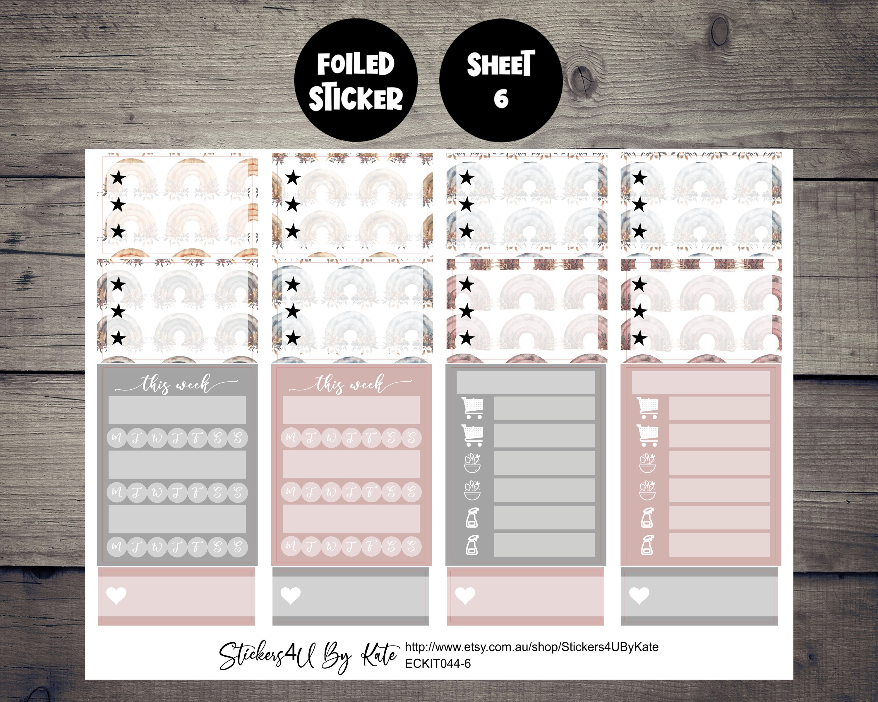 Gothic Rainbow Foiled Weekly Vertical Planner Stickers Kit | Etsy