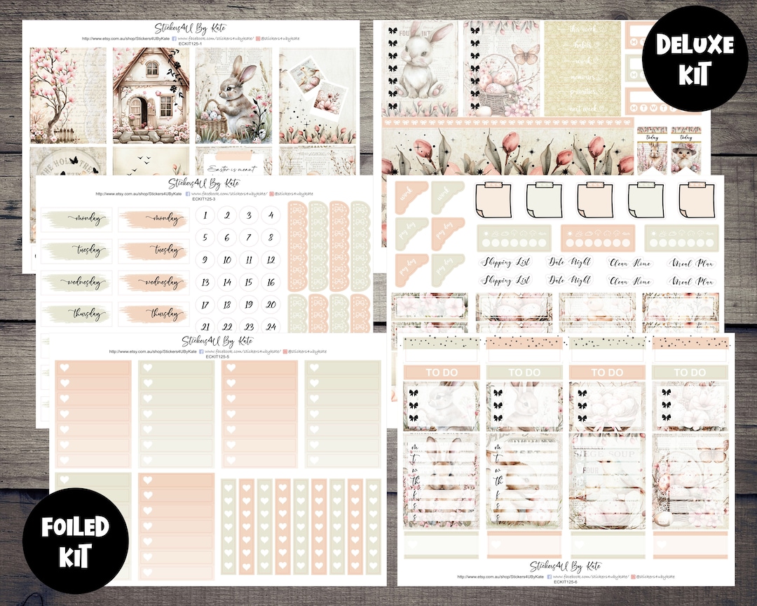 Rustic Easter | Foiled Weekly Vertical Planner Stickers Kit ...