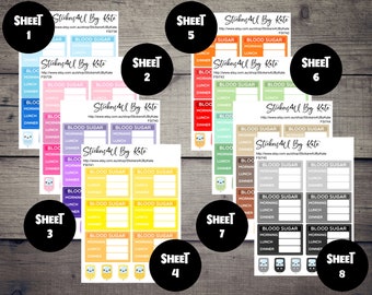 Stickers suivi de glycémie | Agenda, glucomètre, stickers fonctionnels