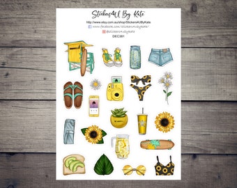 Summer Vibes clipart | Summer Vibes Decorative Planner Sticker | Erin Condren, Kikki-K, Happy Planner and More