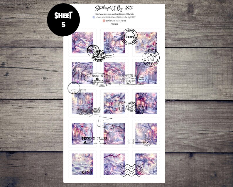 Square Postage Christmas Stamps Sticker Bullet Journal Stickers Planner