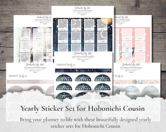 Sticker Set für Hobonichi Cousin | Thema Planer Aufkleber | Jahresübersicht | A5 Monatsaufkleber