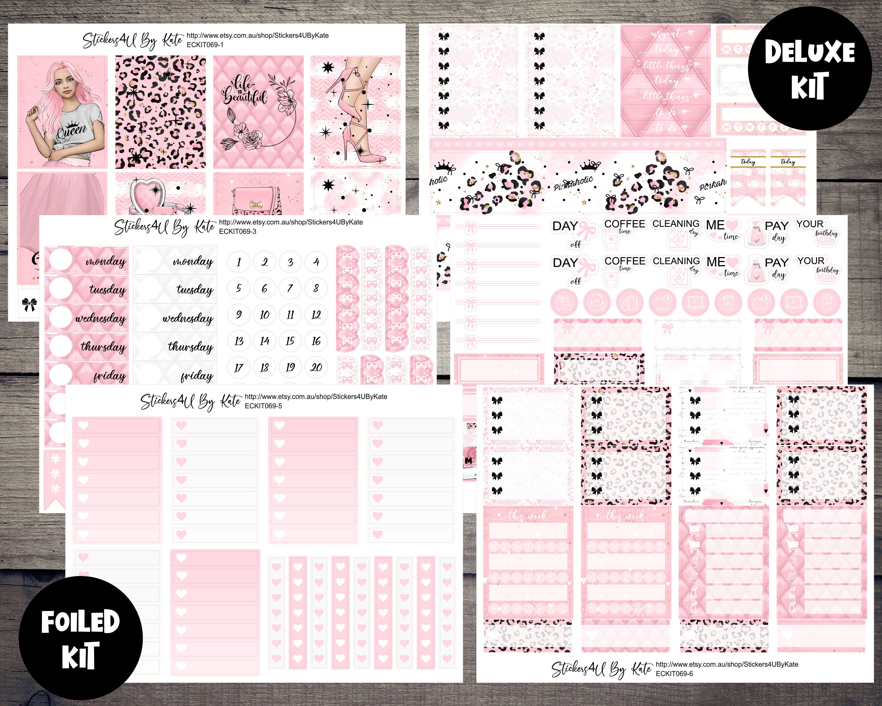 Pinkaholic | Foiled Weekly Vertical Planner Stickers Kit | Individual ...
