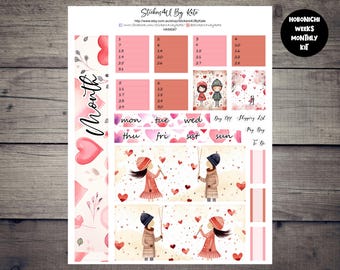 Happy Valentine's Day | Hobonichi Weeks Monthly Sticker Kit | Hobonichi Weeks Planner