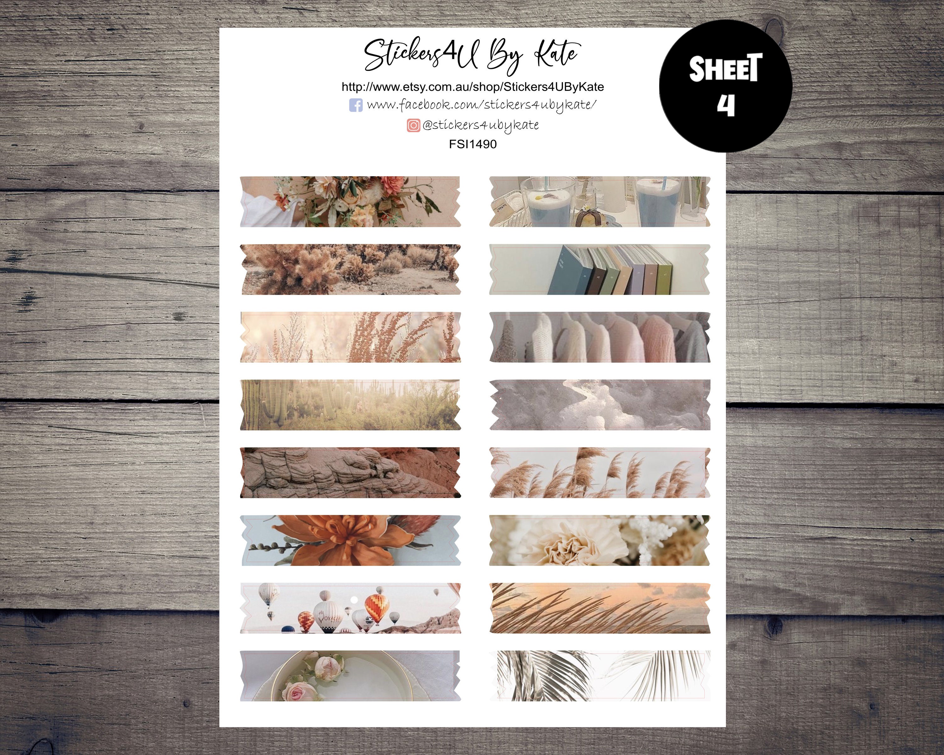 Neutral Aesthetic Washi Tape Sticker Sheet |decorative Sticker ...