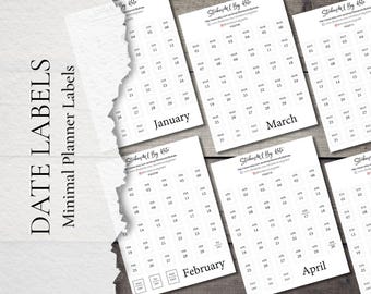 Minimal Date Labels | Monthly Calendar Sticker Sheets | Functional Planner Stickers | Minimal & Functional Planner Stickers