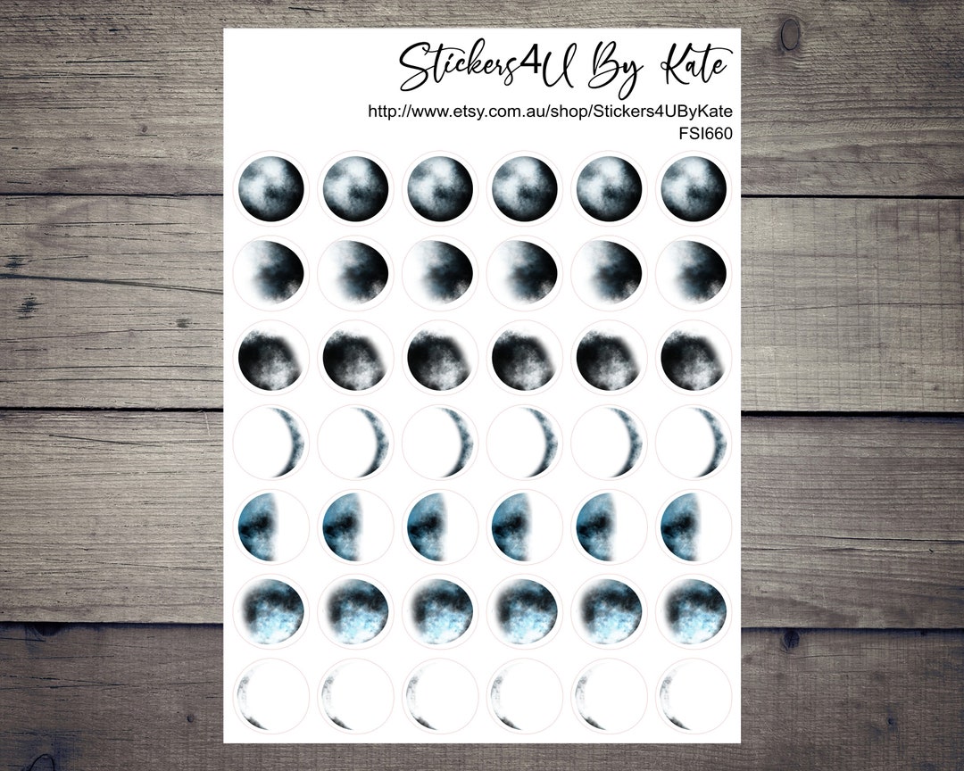 Moon Phase Clipart | Lunar Cycle | Moons | Dots | Journal Stickers ...