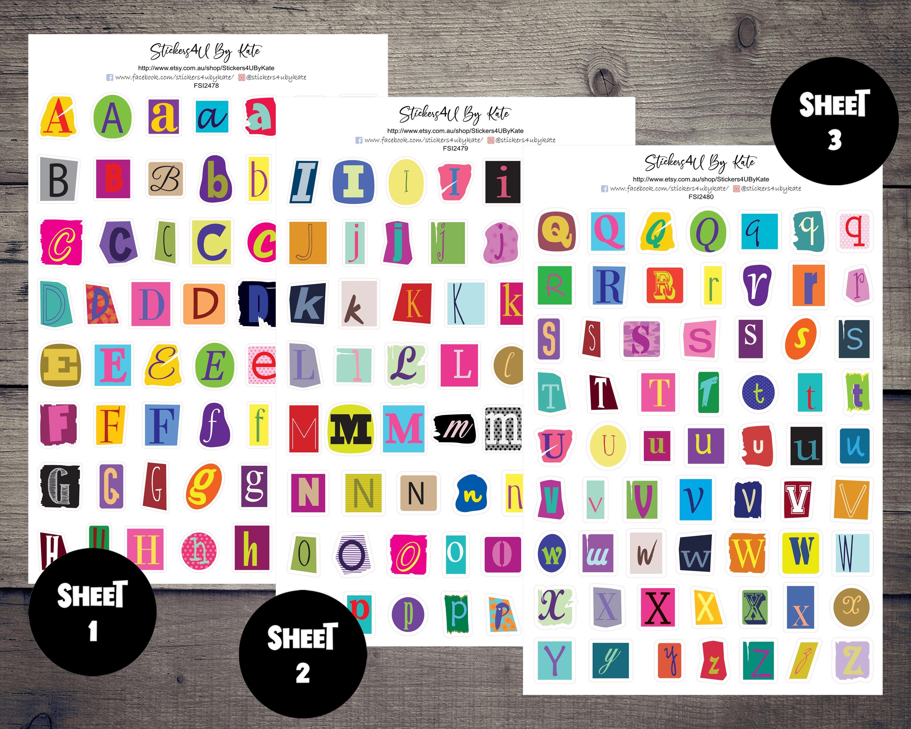 Ransom Note Letters Sticker Sheet | Magazine Letter Sticker | Alphabet ...