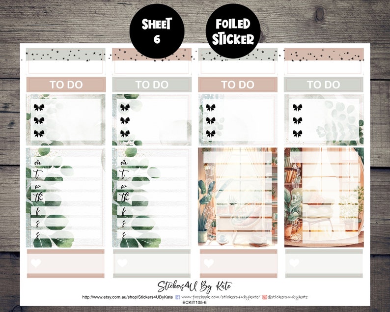 Reading Nook | Foiled Weekly Vertical Planner Stickers Kit | Individual ...