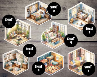 Cozy Rooms Adhesive | Non-Adhesive Cardstock Die Cut for Planners, Journals, Scrapbooking, TNs / Foxy Fix, Traveler's Notebook