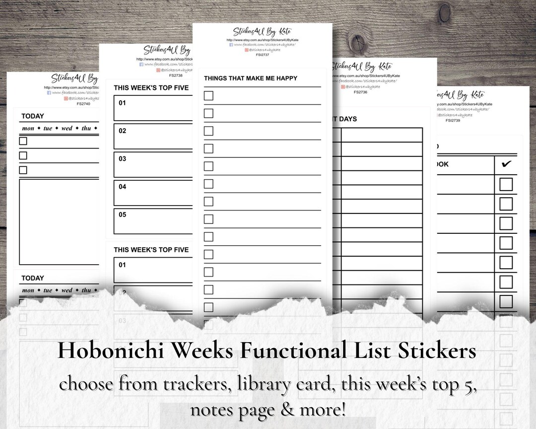 Functional Hobonichi Weeks Stickers | From Trackers, Shopping List ...