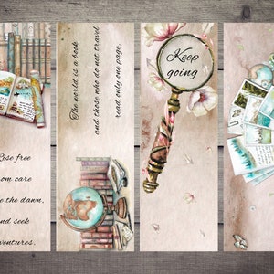 Travel with Book Bookmark Set of 4 | Quality Bookmark & Laminated | Reader Gifts | Book Club | Book Accessory | Gifts