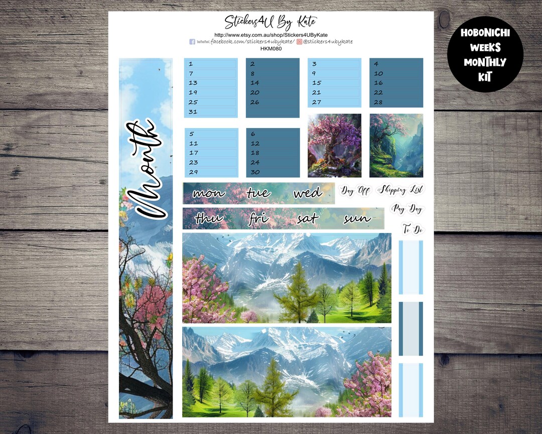 Spring Mountain | Hobonichi Weeks Monthly Sticker Kit | Hobonichi Weeks ...