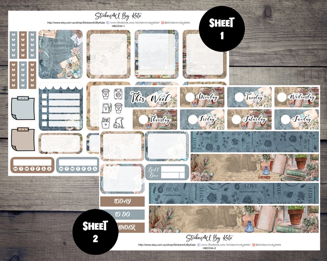 Book Lover | Hobonichi Cousin (A5) Weekly Sticker Kit | Individual ...