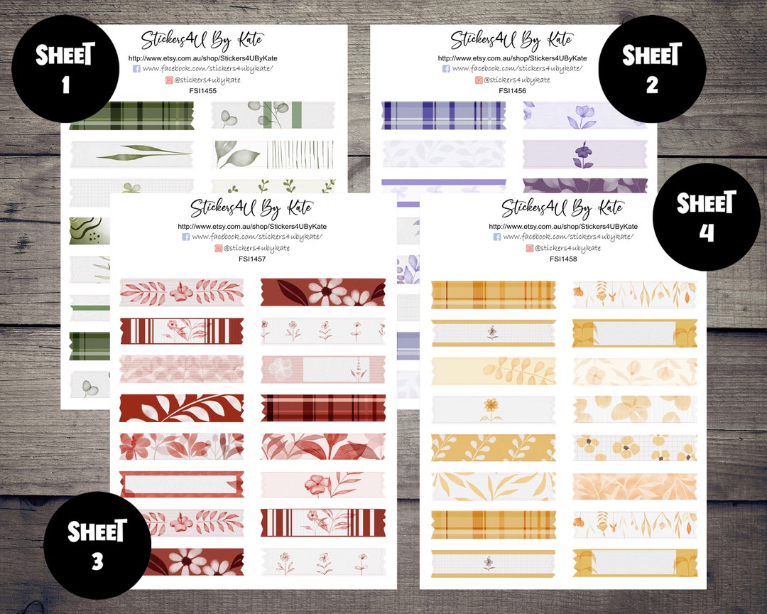 Boho Floral Washi Tape Sticker Sheet | Decorative Sticker | Aesthetic ...