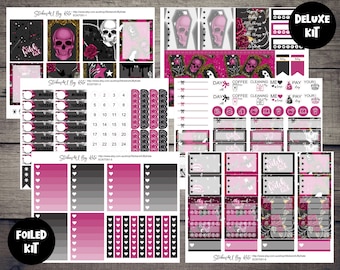 Trick and Chic | Foiled Weekly Vertical Planner Stickers Kit | Individual sheets or full kit | EC PLanner, Kikki-K, Happy Planner and More