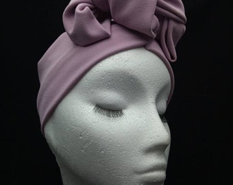 Turband vintage 1950s style pre knotted stretchy headband lilac