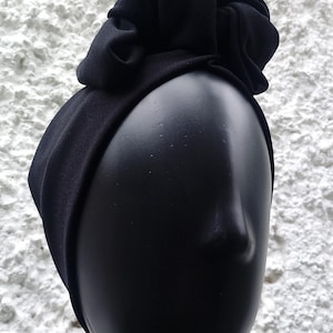 Turband vintage 1950s style pre knotted stretchy headband black