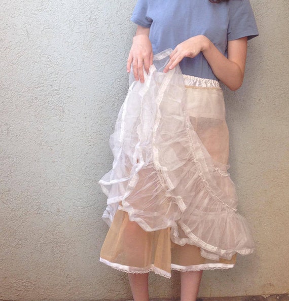 Vintage Petticoat Tulle • 1950s Crinoline Skirt •