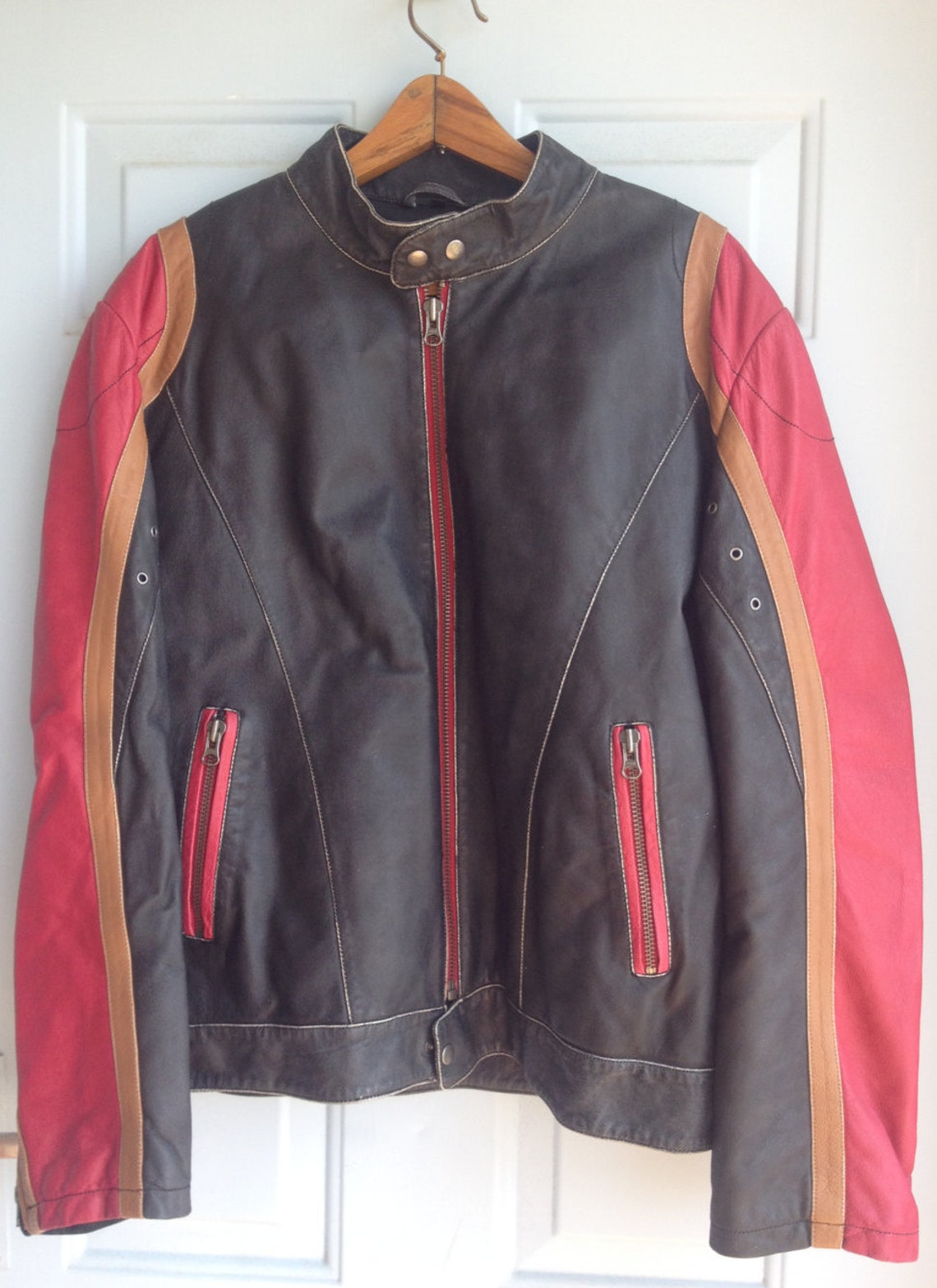 Vintage Leather Jacket Angelo Litrico C&A Racer Style | Etsy Australia