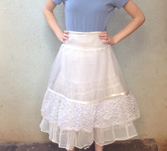 Vintage Petticoat Tulle • 1950s Crinoline Skirt •