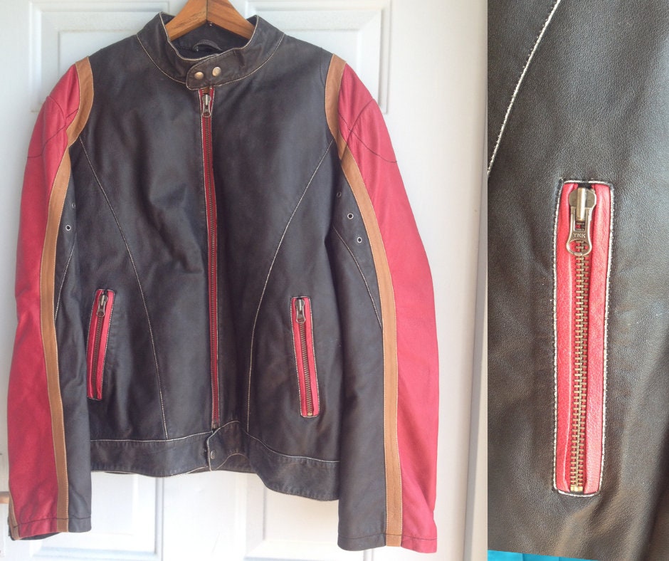 borduurwerk steeg Trouw Vintage Leather Jacket by Angelo Litrico to C&A Racer Style | Etsy