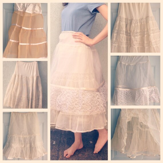 Vintage Petticoat Tulle • 1950s Crinoline Skirt •