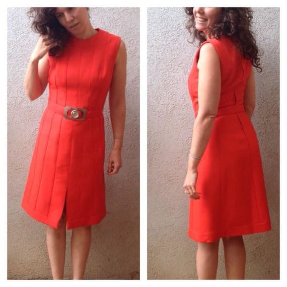 Vintage 50s 60s Red Dress | Vintage Sleeveless R