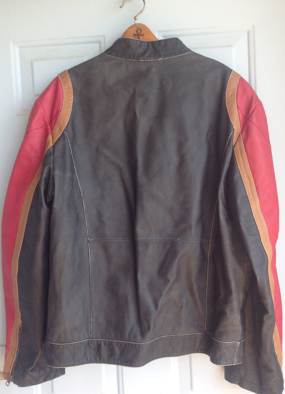 Vintage leren jas Angelo Litrico C & A Racer Stijl Retro Vintage leren jas Angelo Litrico C & A Racer Stijl Retro