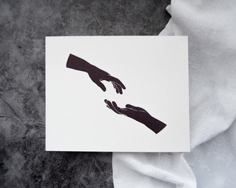 Impresión de arte de manos / Impresión de arte 'Aquí' / Impresión de arte abstracto / Impresión de arte simple / Impresión de arte romántico / Arte moderno / Arte en blanco y negro / 5x7, 8x10