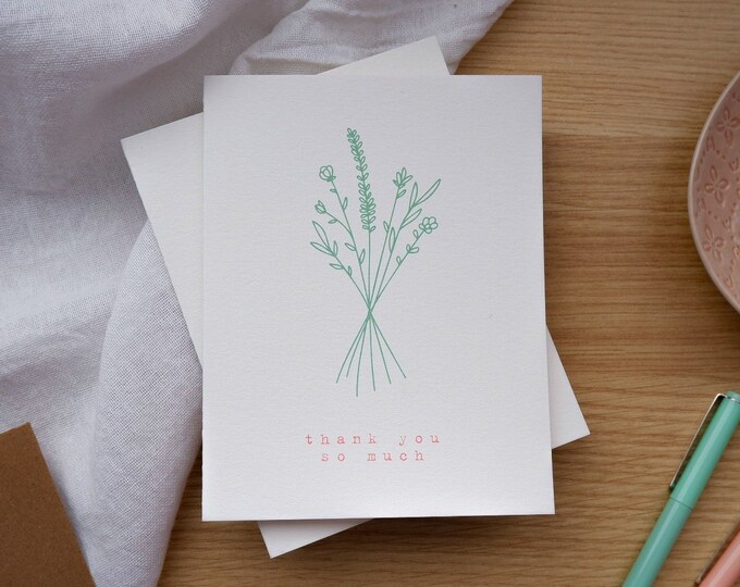 Loose Floral Thank You Card - Minimal Flower Thank You Card - Etsy Canada
