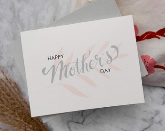 Happy Mother's Day Floral Card / Mom Card / For Mom / Simple Mother's Day / Love You Mom / Pink Mother's Day Card / Love Card / Blank Inside