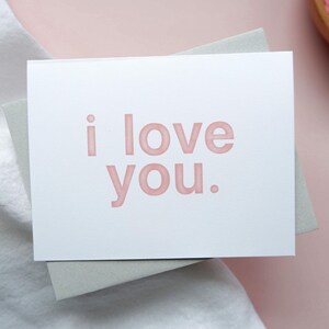Te amo tarjeta / tarjeta de amor / tarjeta de amor de cumpleaños / tarjeta de amor simple / nota de amor / tarjeta de aniversario / tarjeta de carta de bloque / interior en blanco