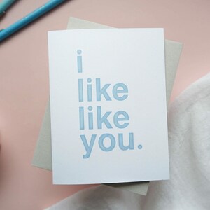 Ik vind je leuk kaart / Crush Card / gewoon omdat kaart / nieuwe liefdeskaart / Love Note / schattige liefdeskaart / blokletterkaart / blanco binnenin