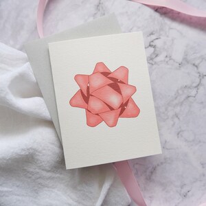 Carte de vœux Red Bow / Carte d’anniversaire / Carte illustrée mignonne / Carte ruban / Carte cadeau d’anniversaire / Carte d’anniversaire simple / Carte vierge