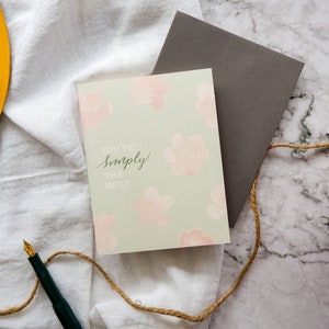 Sei semplicemente il migliore / Biglietto d'auguri con fiori ad acquerello / Biglietto d'amore / Biglietto con fiori di ciliegio / Biglietto acquerello / Ti amo / Biglietto vuoto