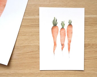 Impresión de arte trío de zanahorias / Impresión de arte vegetal / Impresión de arte de zanahoria / Ilustración de alimentos / Impresión de arte de alimentos / Dibujo vegetal / 5x7, 8x10
